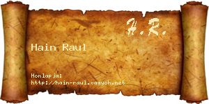 Hain Raul névjegykártya